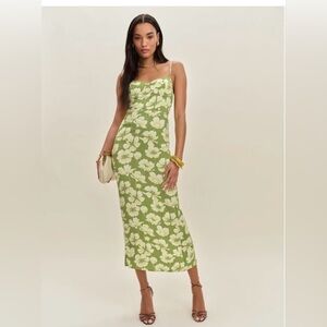 Reformation Pennington Dress Green - Size 6 NWT